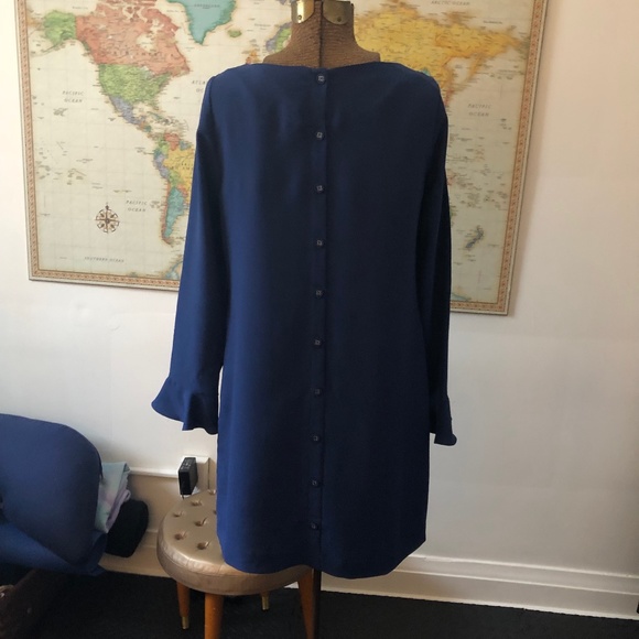 Banana Republic Ocean Blue Ruffle Cuff Button Back Dress/Tunic - Size 6 - Picture 6 of 10